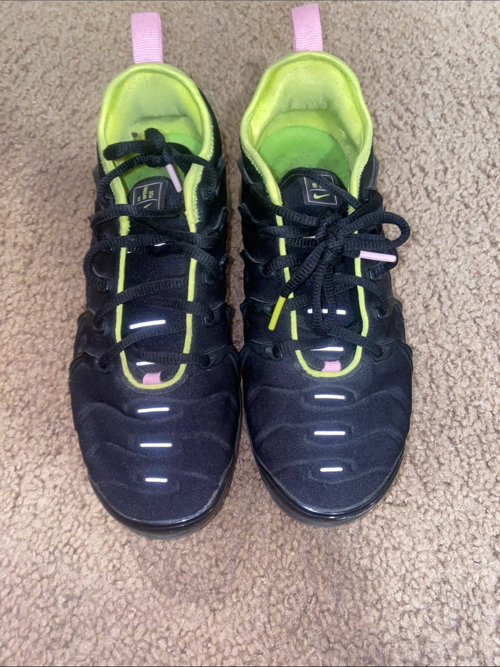 Nike Black Sneakers with Neon Green and Pink Details
